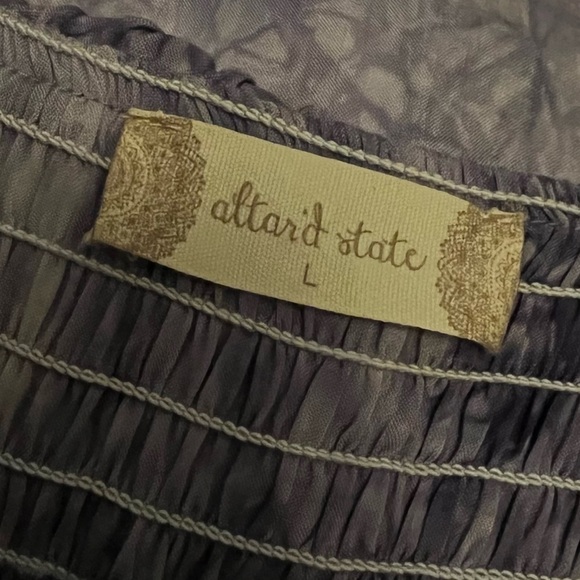 Altar’d State Boho Purple Tie Dye Off Shoulder Ruffle Smocked Romper Size Large - Picture 6 of 7